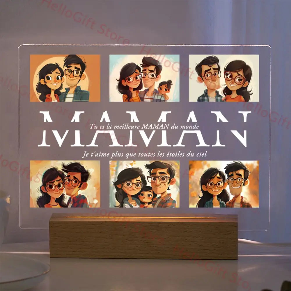 DecorBites™ Personalized Custom Photo Text 3D Acrylic Lamp Customized Bedroom NightLight for MOM DAD LOVE Family Birthday Christmas Day Gift