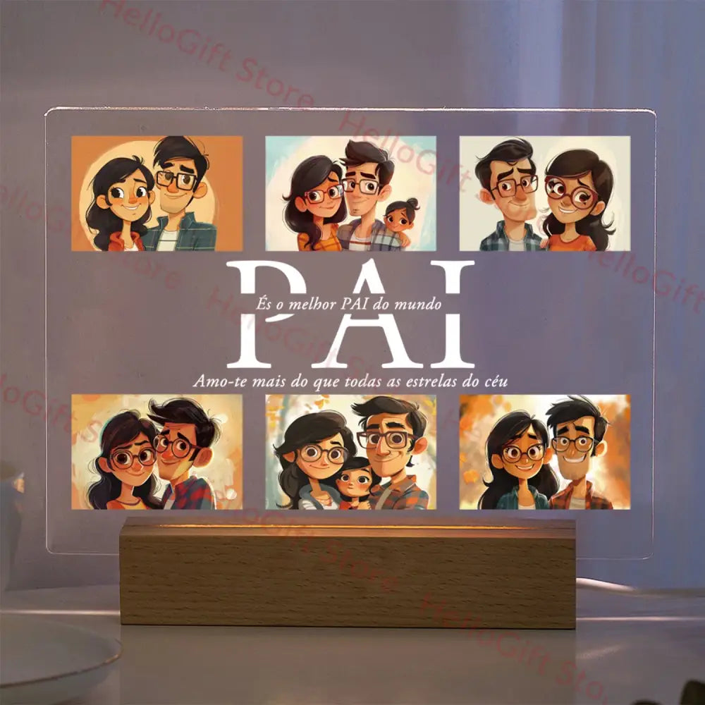 DecorBites™ Personalized Custom Photo Text 3D Acrylic Lamp Customized Bedroom NightLight for MOM DAD LOVE Family Birthday Christmas Day Gift