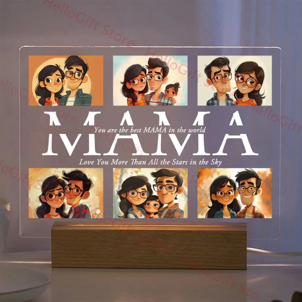 DecorBites™ Personalized Custom Photo Text 3D Acrylic Lamp Customized Bedroom NightLight for MOM DAD LOVE Family Birthday Christmas Day Gift