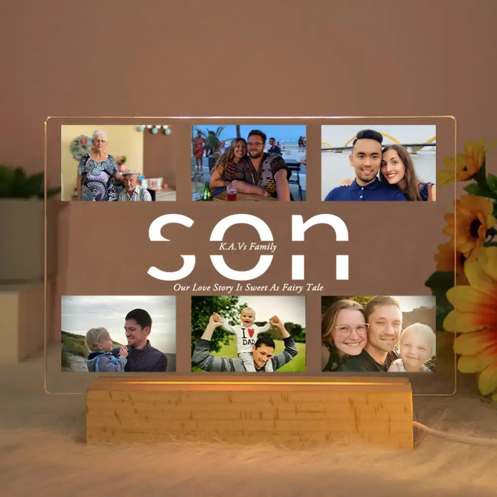 DecorBites™ Personalized Custom Photo Text 3D Acrylic Lamp Customized Bedroom NightLight for MOM DAD LOVE Family Birthday Christmas Day Gift