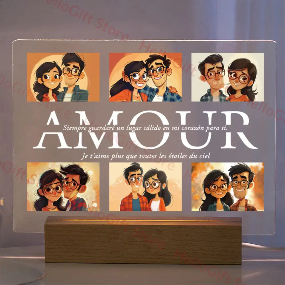 DecorBites™ Personalized Custom Photo Text 3D Acrylic Lamp Customized Bedroom NightLight for MOM DAD LOVE Family Birthday Christmas Day Gift
