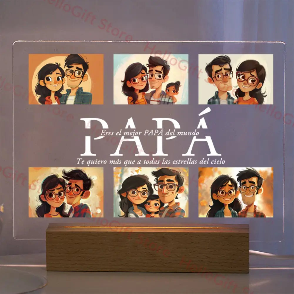 DecorBites™ Personalized Custom Photo Text 3D Acrylic Lamp Customized Bedroom NightLight for MOM DAD LOVE Family Birthday Christmas Day Gift