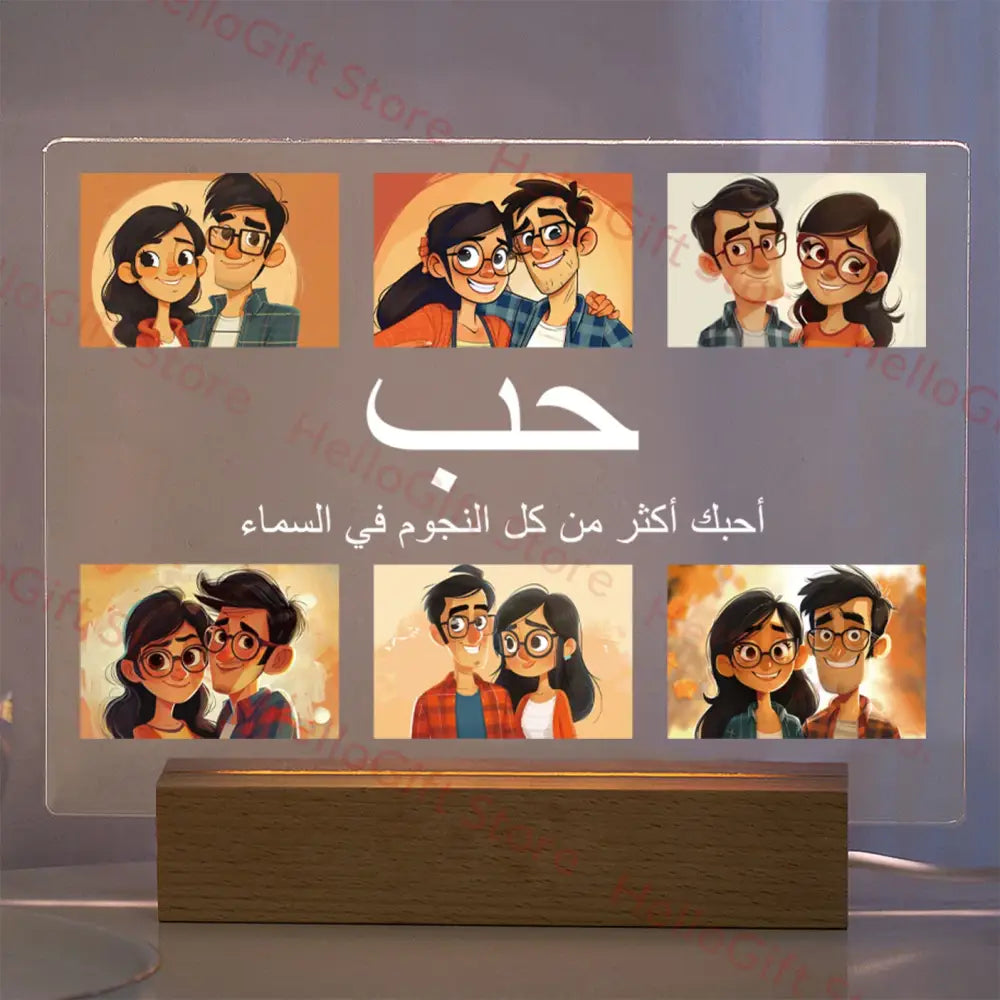 DecorBites™ Personalized Custom Photo Text 3D Acrylic Lamp Customized Bedroom NightLight for MOM DAD LOVE Family Birthday Christmas Day Gift