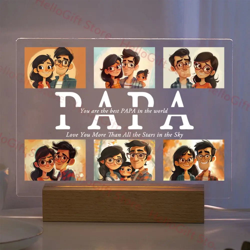 DecorBites™ Personalized Custom Photo Text 3D Acrylic Lamp Customized Bedroom NightLight for MOM DAD LOVE Family Birthday Christmas Day Gift