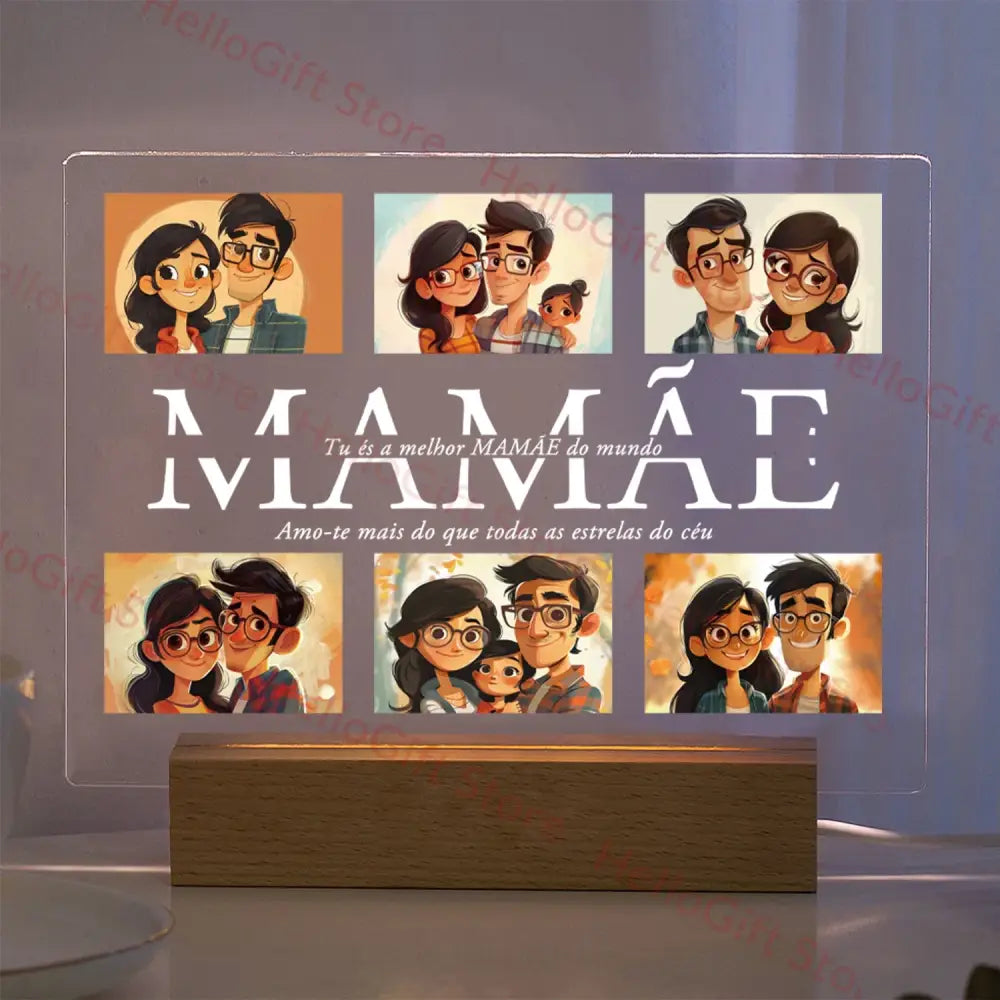DecorBites™ Personalized Custom Photo Text 3D Acrylic Lamp Customized Bedroom NightLight for MOM DAD LOVE Family Birthday Christmas Day Gift