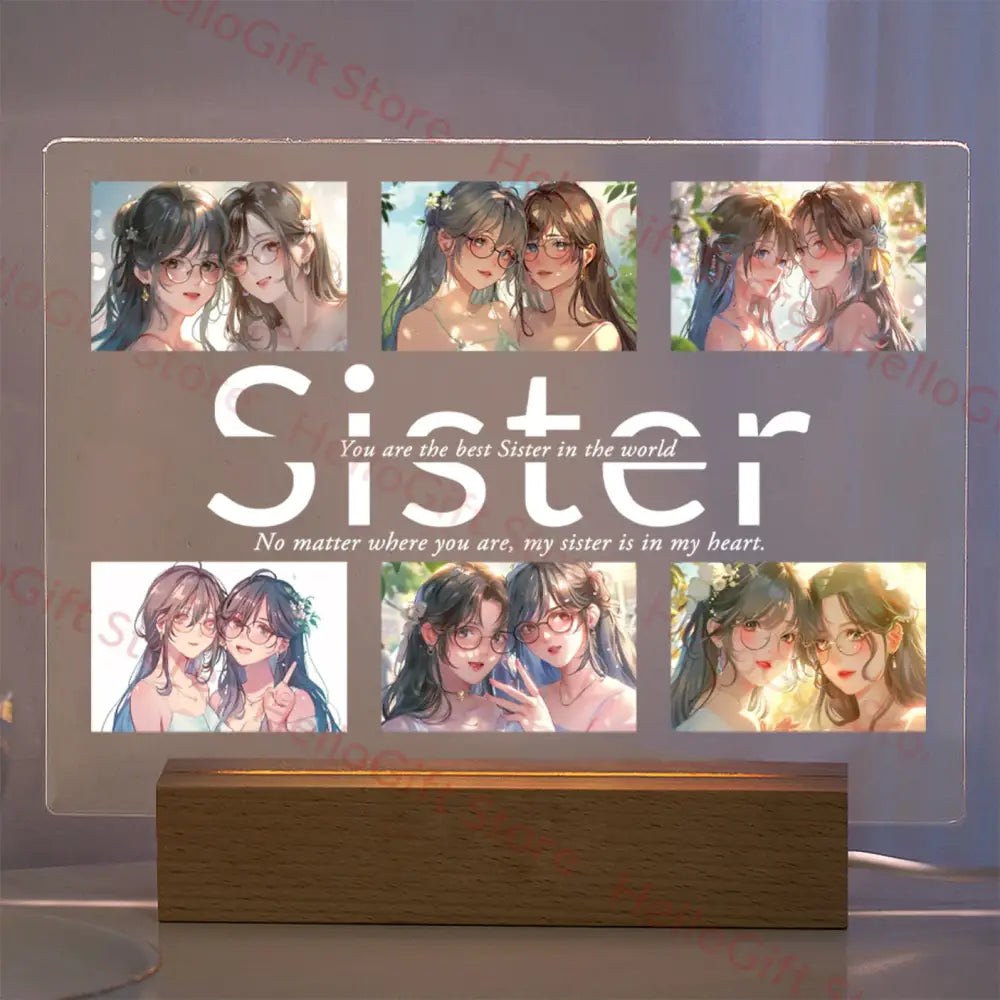 DecorBites™ Personalized Custom Photo Text 3D Acrylic Lamp Customized Bedroom NightLight for MOM DAD LOVE Family Birthday Christmas Day Gift