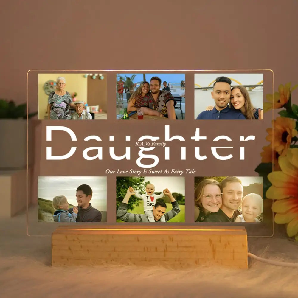 DecorBites™ Personalized Custom Photo Text 3D Acrylic Lamp Customized Bedroom NightLight for MOM DAD LOVE Family Birthday Christmas Day Gift
