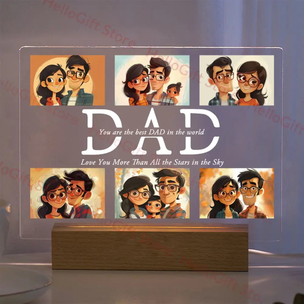 DecorBites™ Personalized Custom Photo Text 3D Acrylic Lamp Customized Bedroom NightLight for MOM DAD LOVE Family Birthday Christmas Day Gift