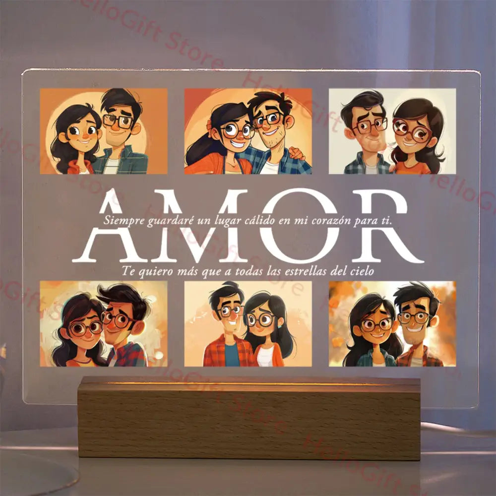 DecorBites™ Personalized Custom Photo Text 3D Acrylic Lamp Customized Bedroom NightLight for MOM DAD LOVE Family Birthday Christmas Day Gift