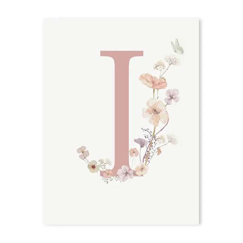 DecorBites™ Personalized Pink Floral Nursery Wall Art