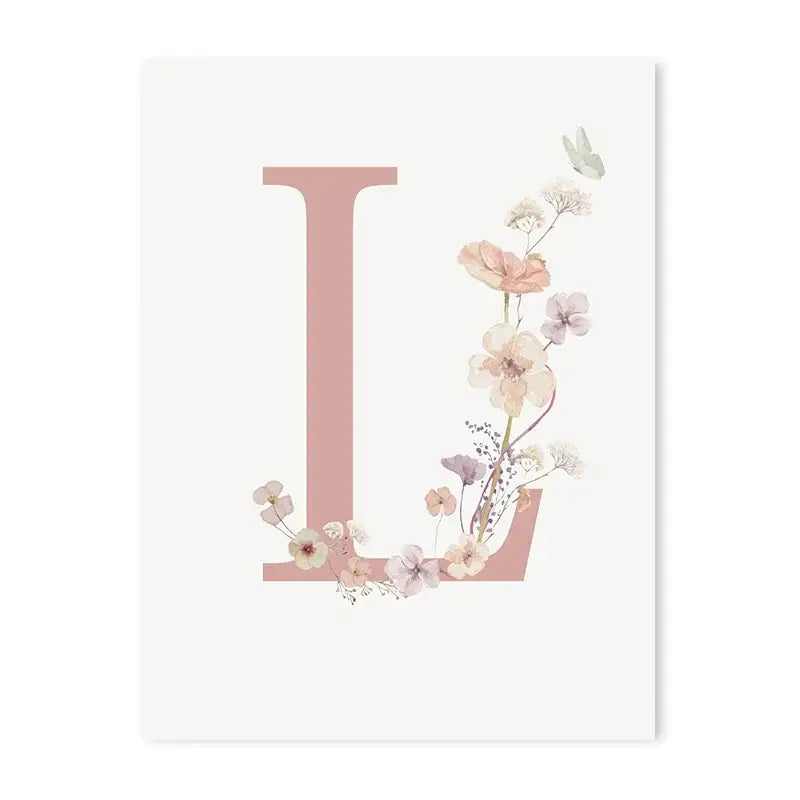 DecorBites™ Personalized Pink Floral Nursery Wall Art