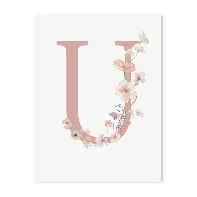 DecorBites™ Personalized Pink Floral Nursery Wall Art