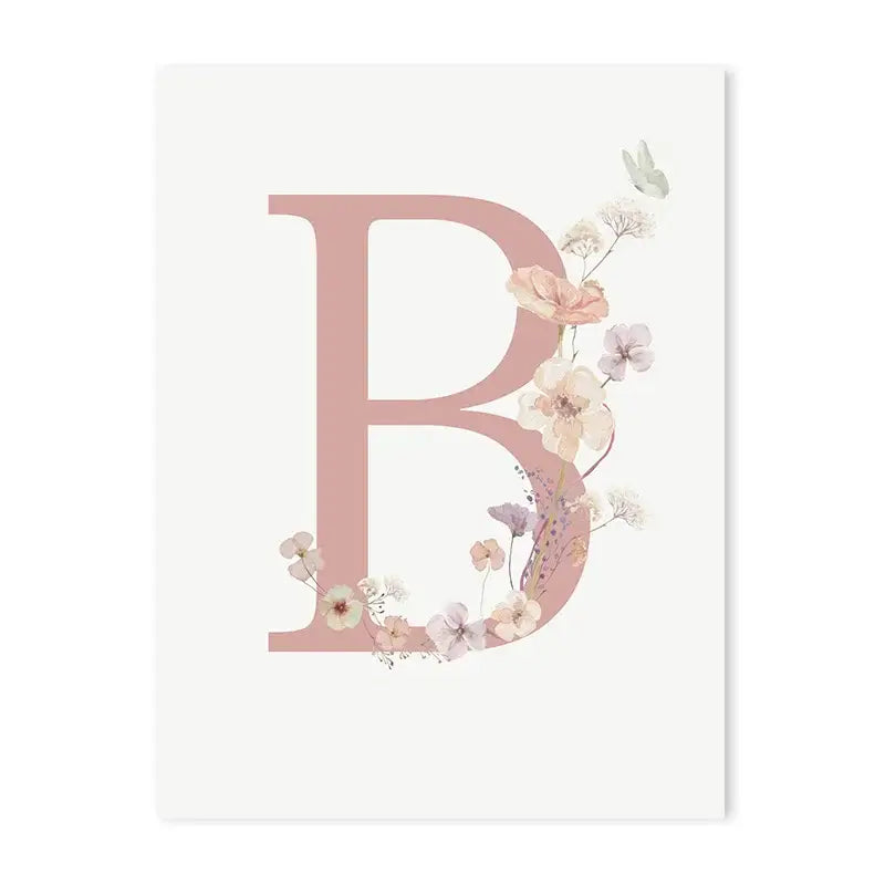 DecorBites™ Personalized Pink Floral Nursery Wall Art