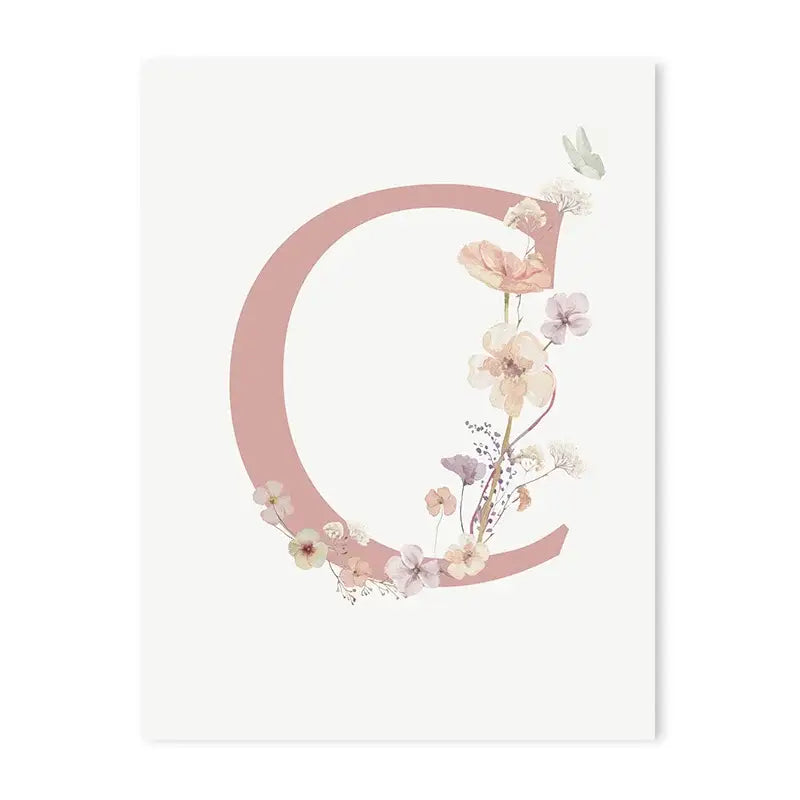 DecorBites™ Personalized Pink Floral Nursery Wall Art