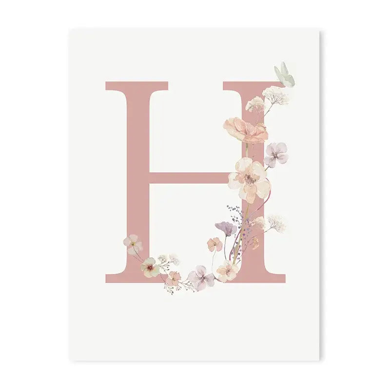 DecorBites™ Personalized Pink Floral Nursery Wall Art