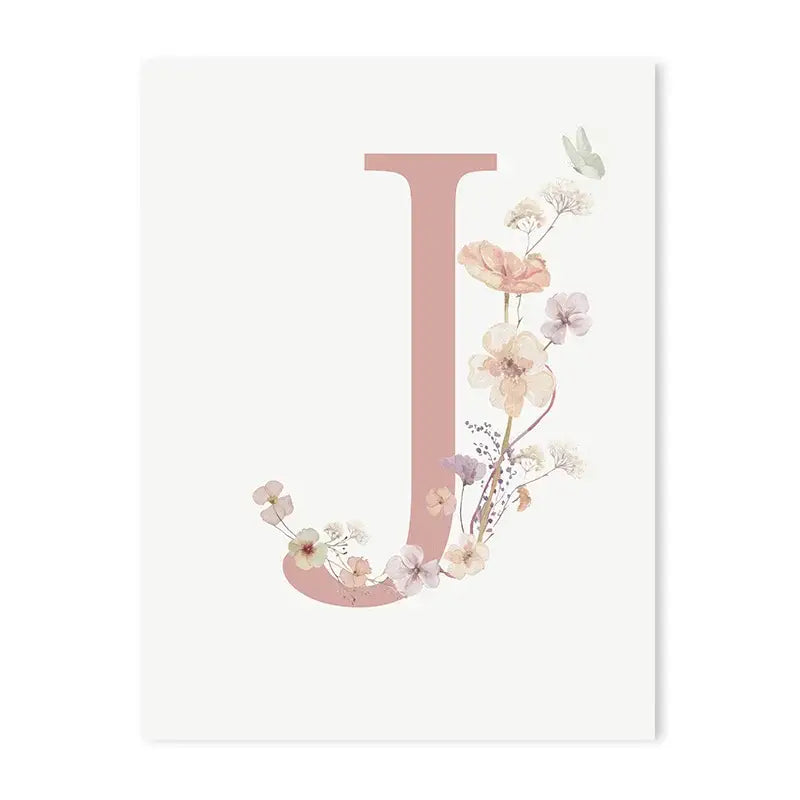 DecorBites™ Personalized Pink Floral Nursery Wall Art