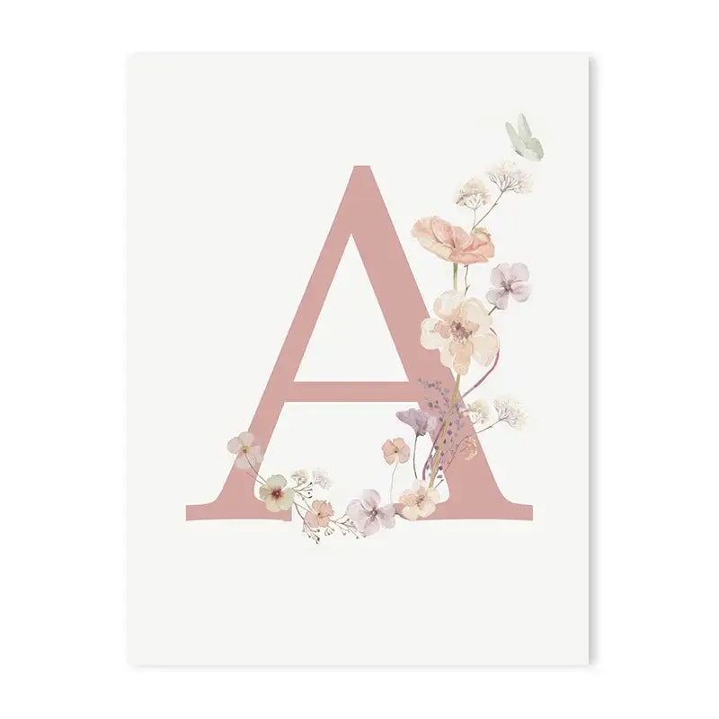 DecorBites™ Personalized Pink Floral Nursery Wall Art