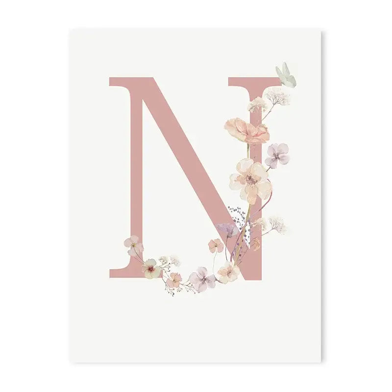 DecorBites™ Personalized Pink Floral Nursery Wall Art