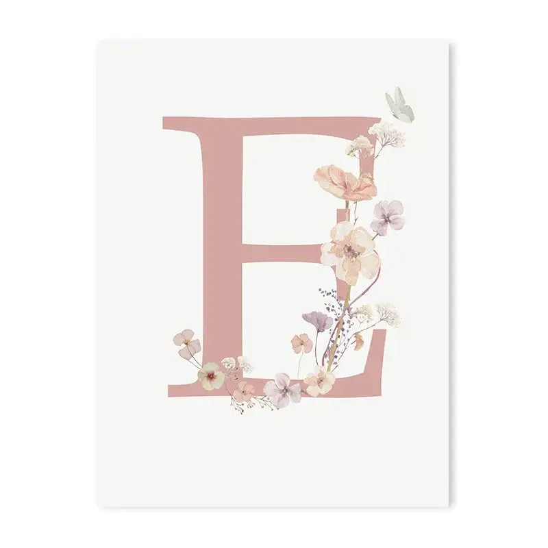DecorBites™ Personalized Pink Floral Nursery Wall Art