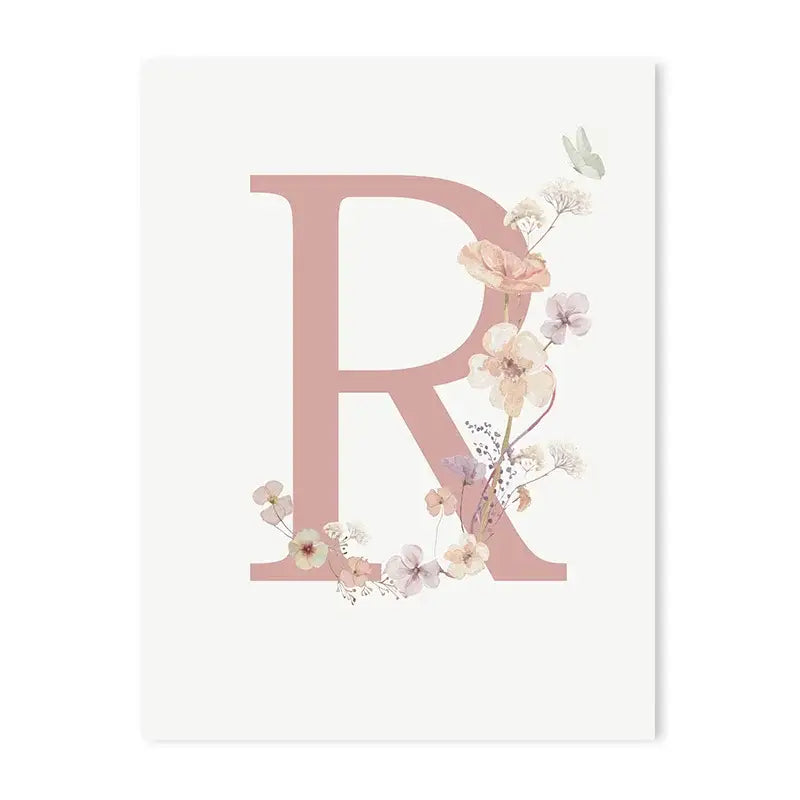DecorBites™ Personalized Pink Floral Nursery Wall Art