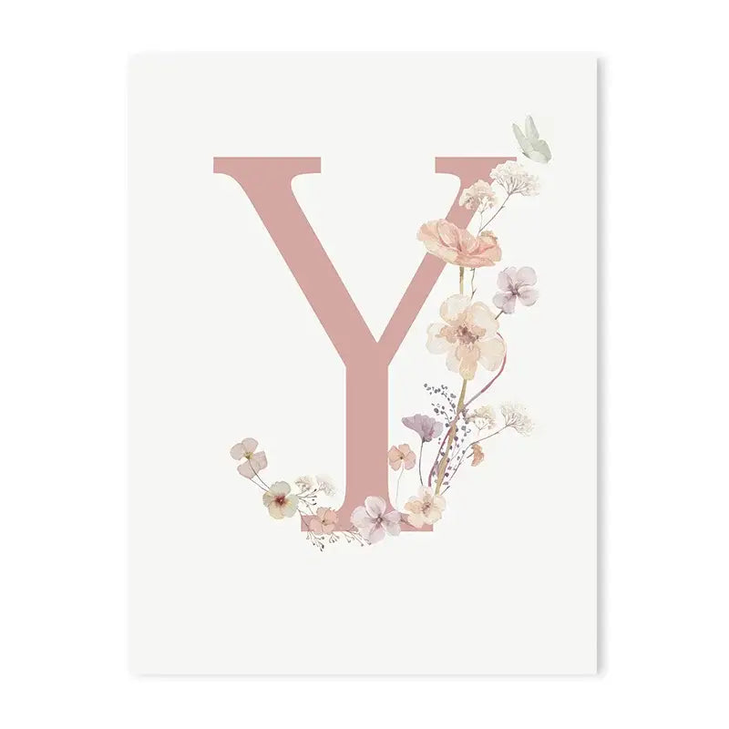 DecorBites™ Personalized Pink Floral Nursery Wall Art