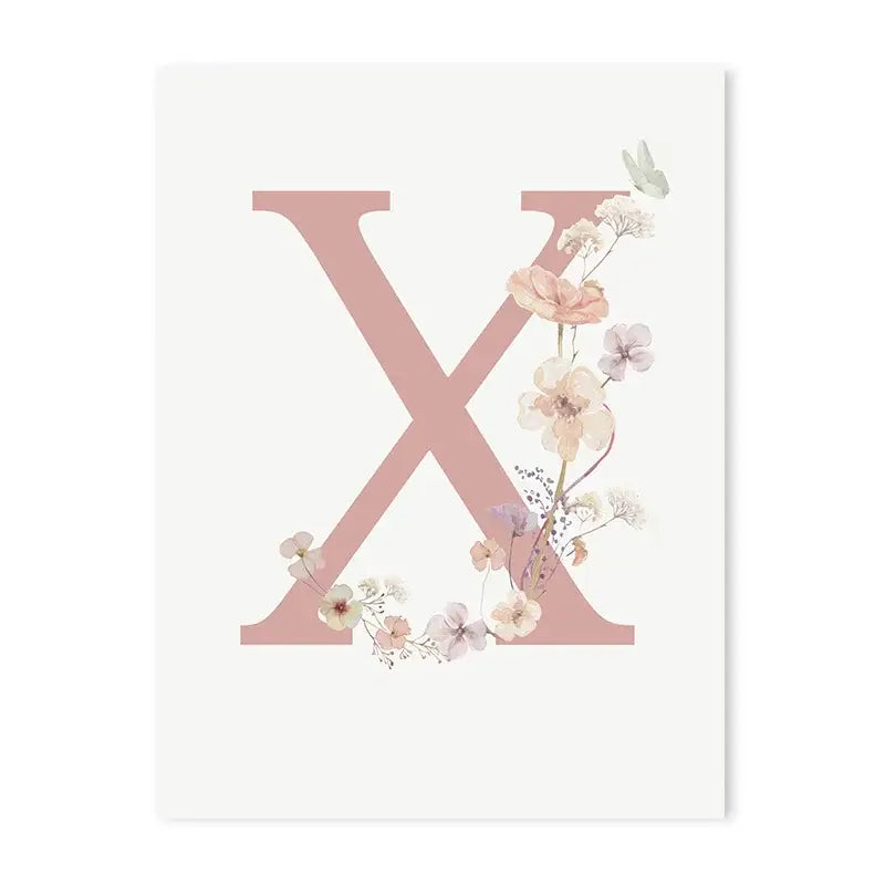 DecorBites™ Personalized Pink Floral Nursery Wall Art
