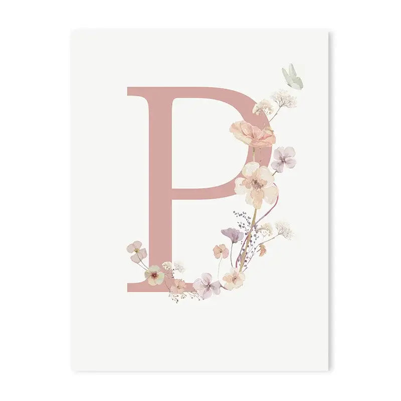 DecorBites™ Personalized Pink Floral Nursery Wall Art