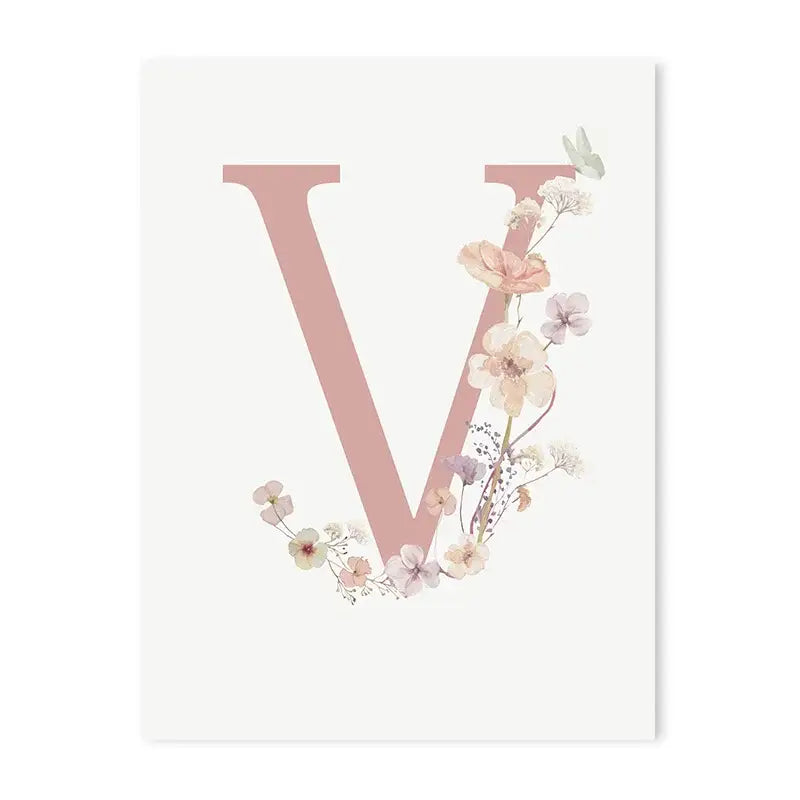 DecorBites™ Personalized Pink Floral Nursery Wall Art