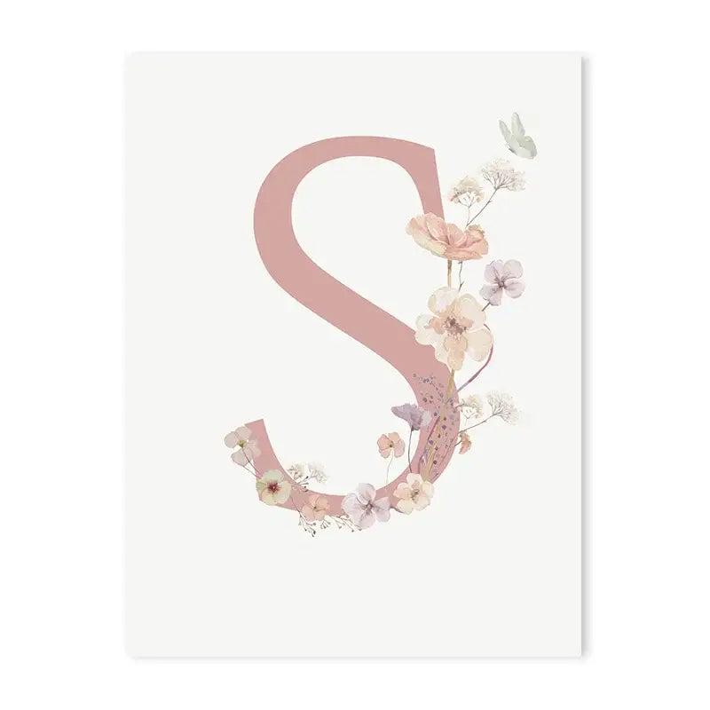 DecorBites™ Personalized Pink Floral Nursery Wall Art