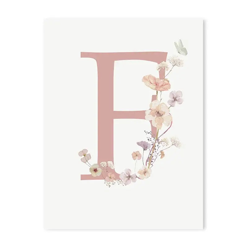 DecorBites™ Personalized Pink Floral Nursery Wall Art