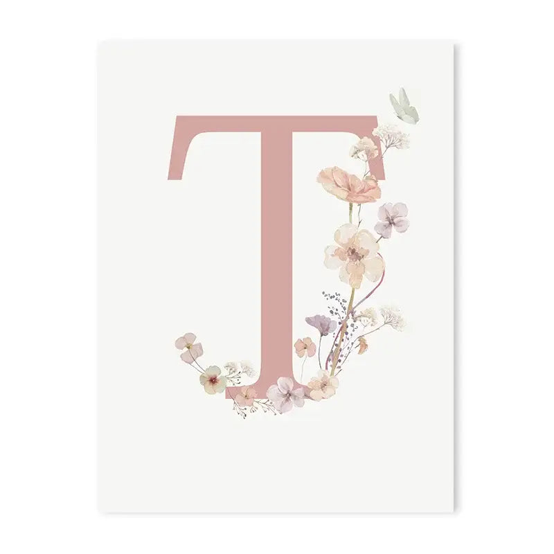 DecorBites™ Personalized Pink Floral Nursery Wall Art