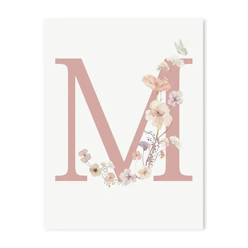 DecorBites™ Personalized Pink Floral Nursery Wall Art