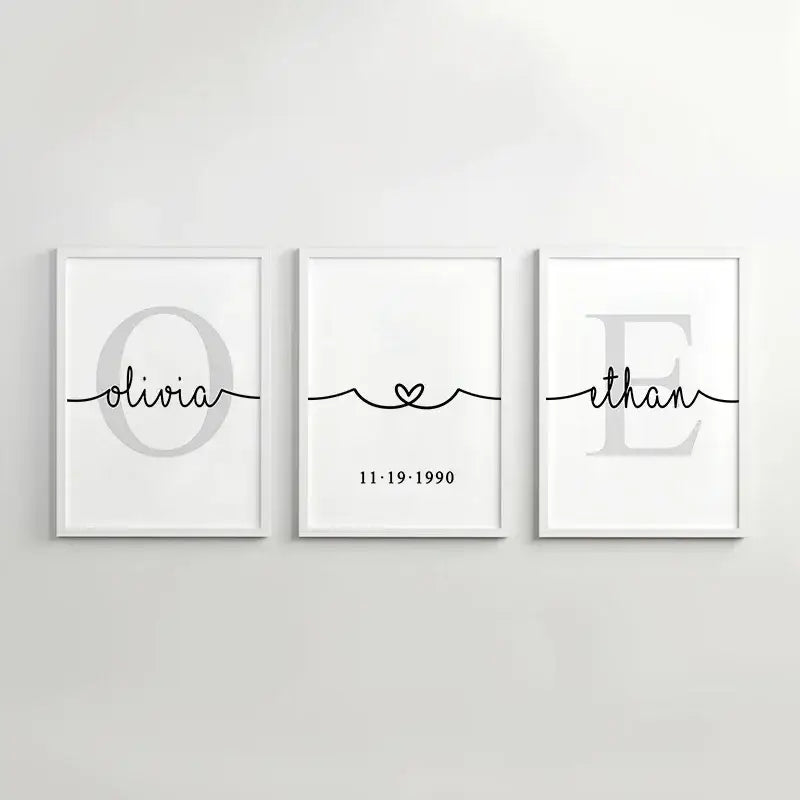 DecorBites™ Personalized Set of 3 Custom Name Wall Art