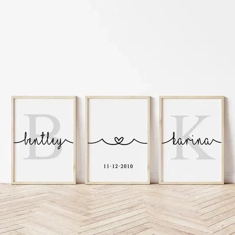 DecorBites™ Personalized Set of 3 Custom Name Wall Art