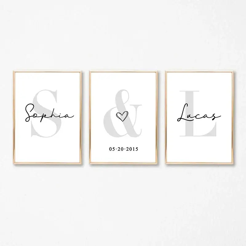 DecorBites™ Personalized Set of 3 Custom Name Wall Art
