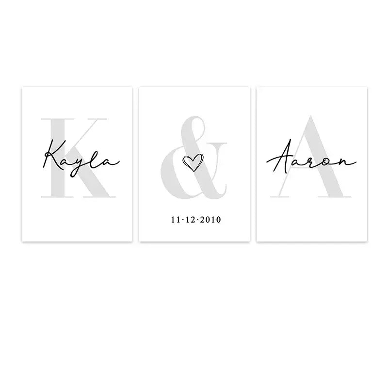 DecorBites™ Personalized Set of 3 Custom Name Wall Art