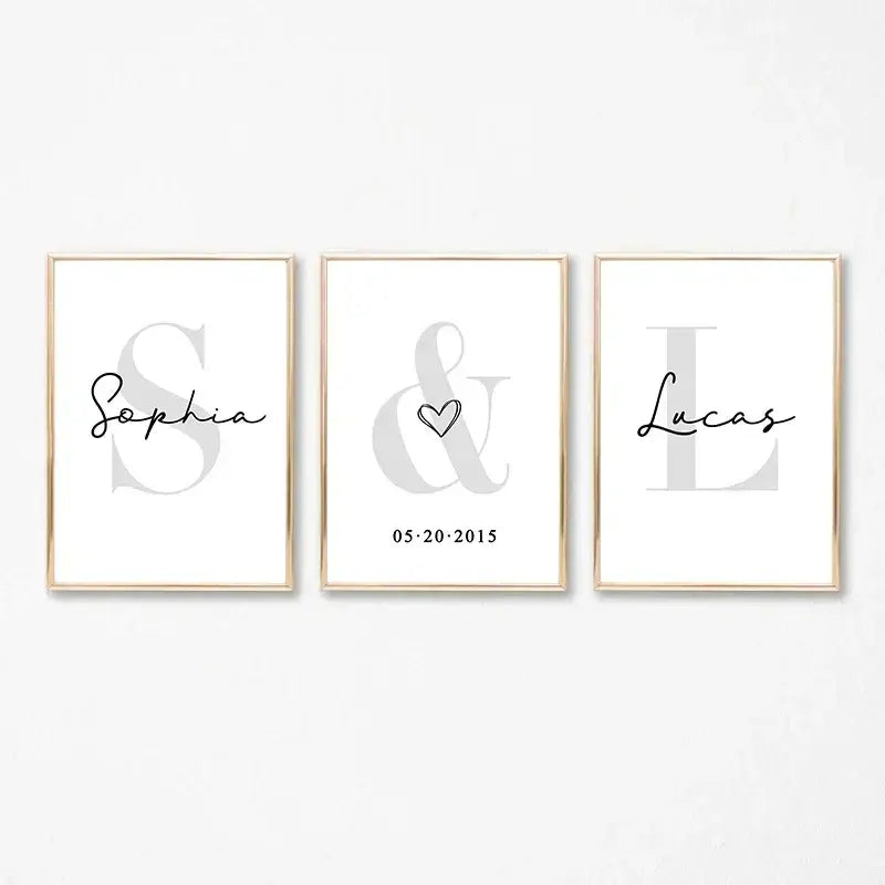 DecorBites™ Personalized Set of 3 Custom Name Wall Art