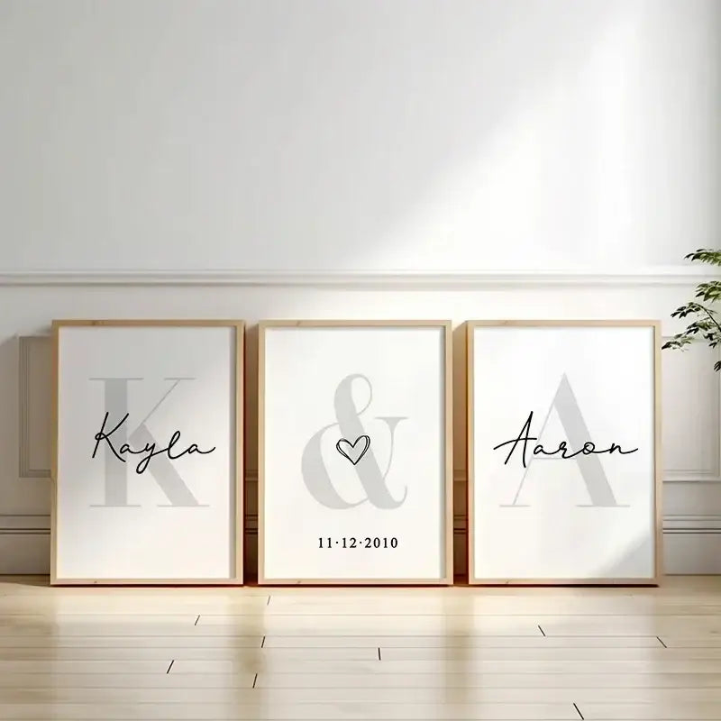 DecorBites™ Personalized Set of 3 Custom Name Wall Art