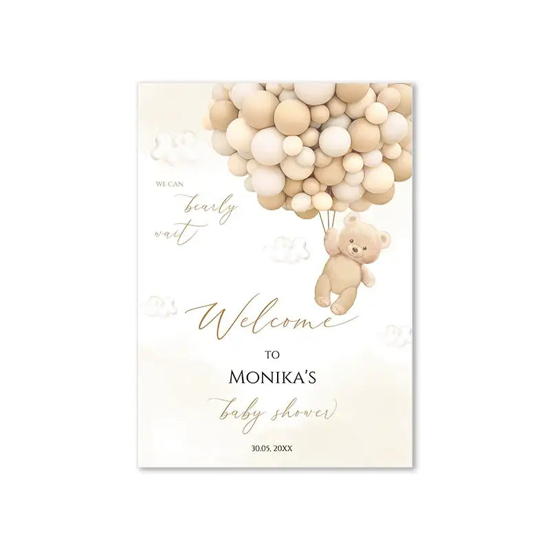 DecorBites™ Personalized Teddy Bear Baby Shower Welcome Sign