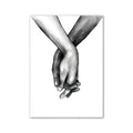 Decorbites™ wall art featuring a detailed black-and-white pencil sketch of clasped hands for pink aesthetic wall decor