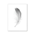 Decorbites™ pink aesthetic wall art featuring a delicate monochrome feather print on white canvas for bedroom decor