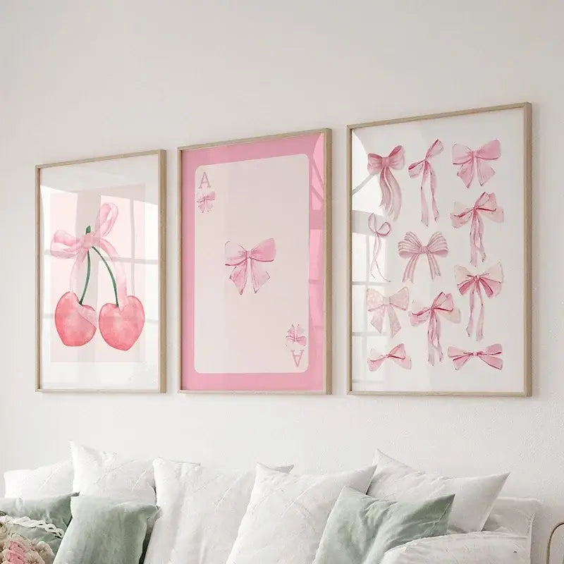 DecorBites™ Pink Bows Wall Art Set - 3 Pieces