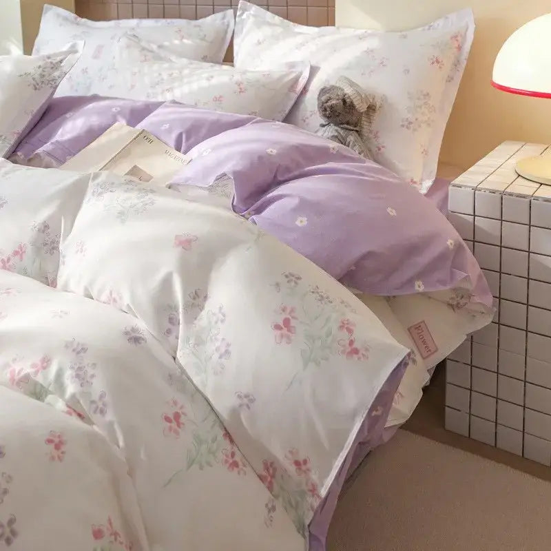 DecorBites™ Pink Flowers Duvet Cover Set for Girls and Boys