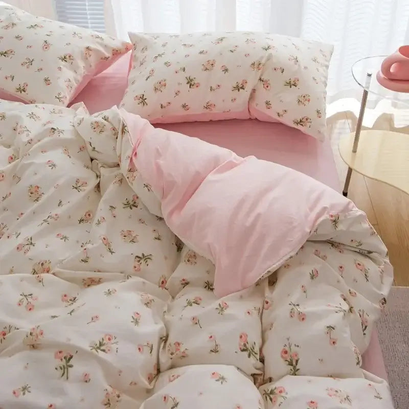 DecorBites™ Pink Flowers Duvet Cover Set for Girls and Boys