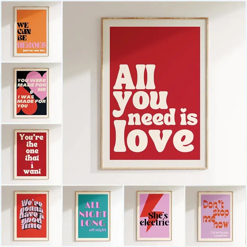 DecorBites™ Pink Music Lyrics Wall Art Canvas