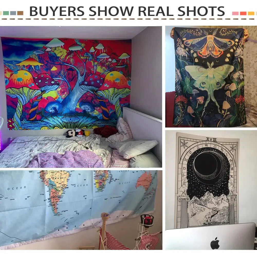 DecorBites™ Pink Planet Tarot Tapestry Wall Hanging Psychedelic Witchcraft Mystic Hippie Tapiz Art Boho Home Decor