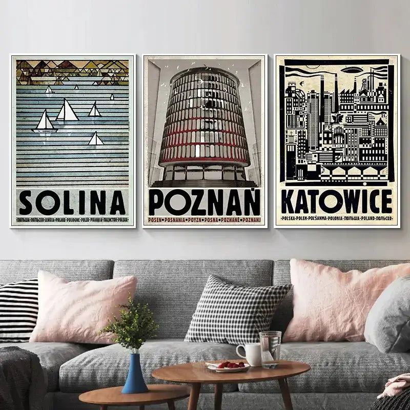 DecorBites™ Poland City Landmarks Canvas Wall Art