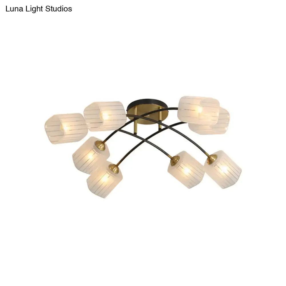 DecorBites™ Post Modern Brass Ceiling Light with Frosted Glass - 6/8-Light Flush Mount