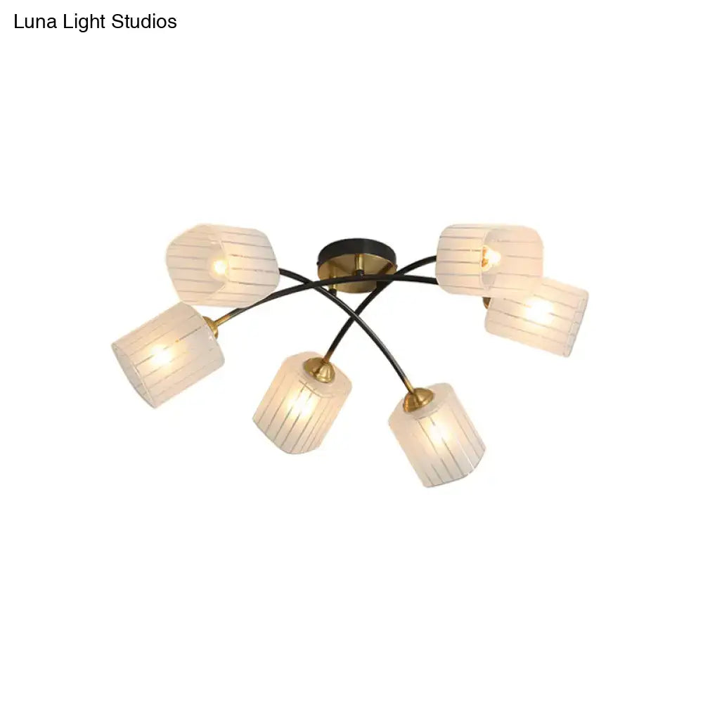 DecorBites™ Post Modern Brass Ceiling Light with Frosted Glass - 6/8-Light Flush Mount