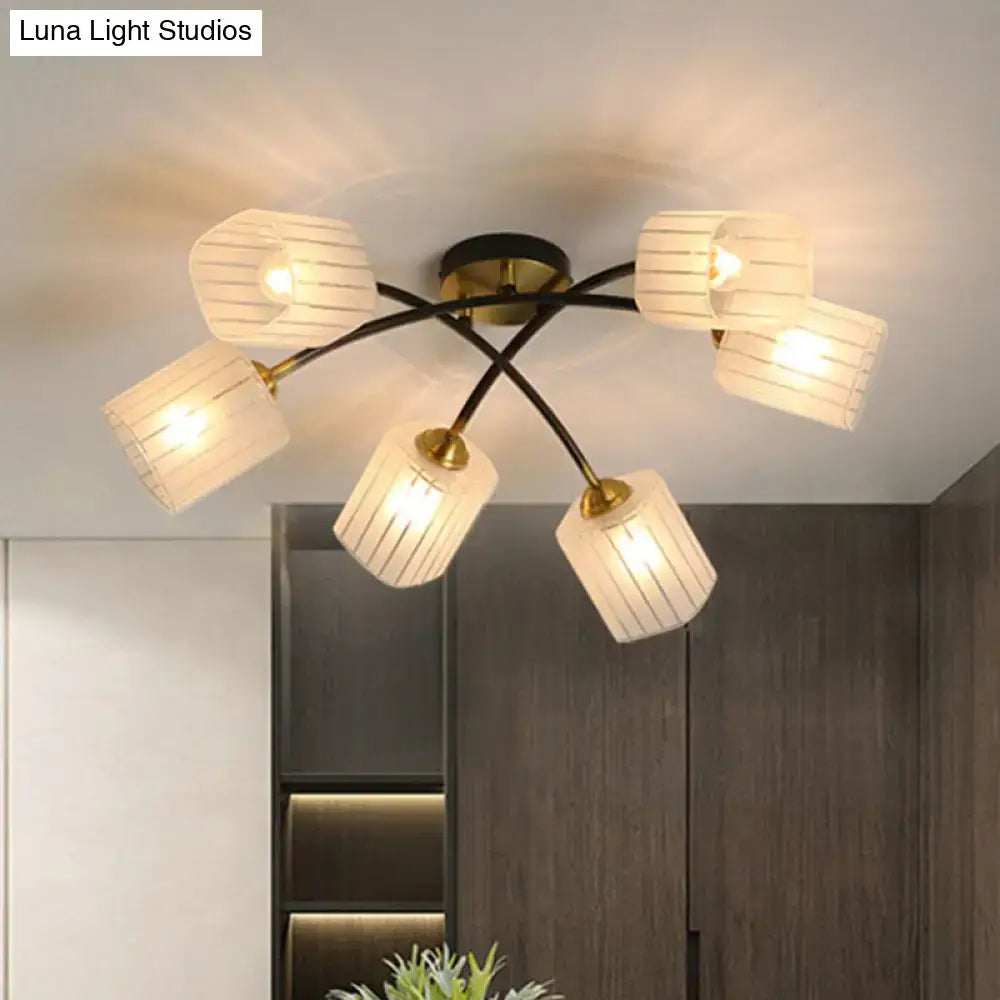 DecorBites™ Post Modern Brass Ceiling Light with Frosted Glass - 6/8-Light Flush Mount